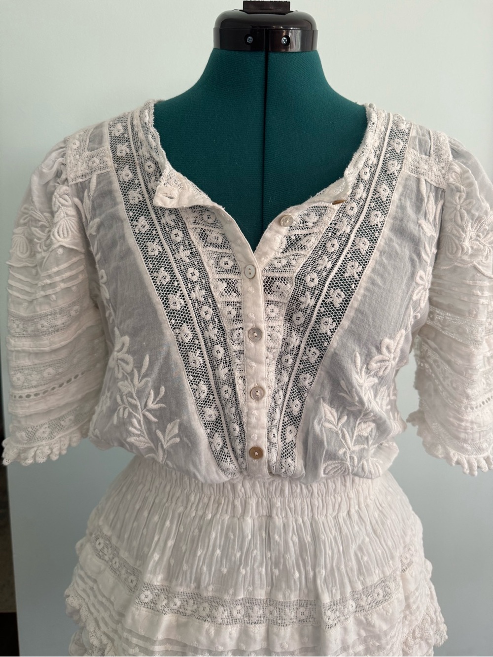 Loveshackfancy Quincy Dress White Ruffle Lace Mini Size Small - Picture 3 of 10